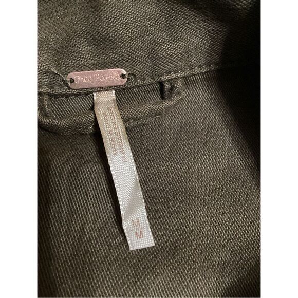 Free People Green Faye Military Over Sized Lace Up Sleeves Jacket M - Picture 5 of 7